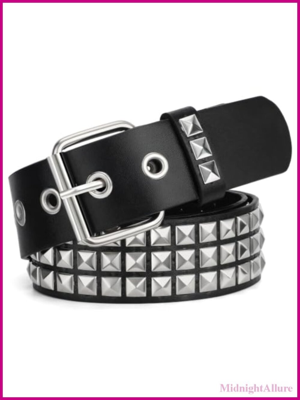 Studded Belt PU Leather Punk Rock Rivet Grommet Pyramid Studs Jeans Pants